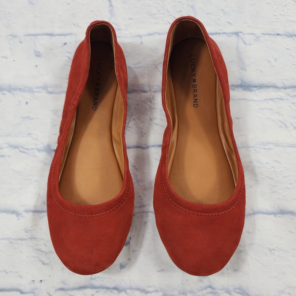 Lucky Brand Ballet Flats WOMENS SIZE 8 Coral Burnt Orange Leather